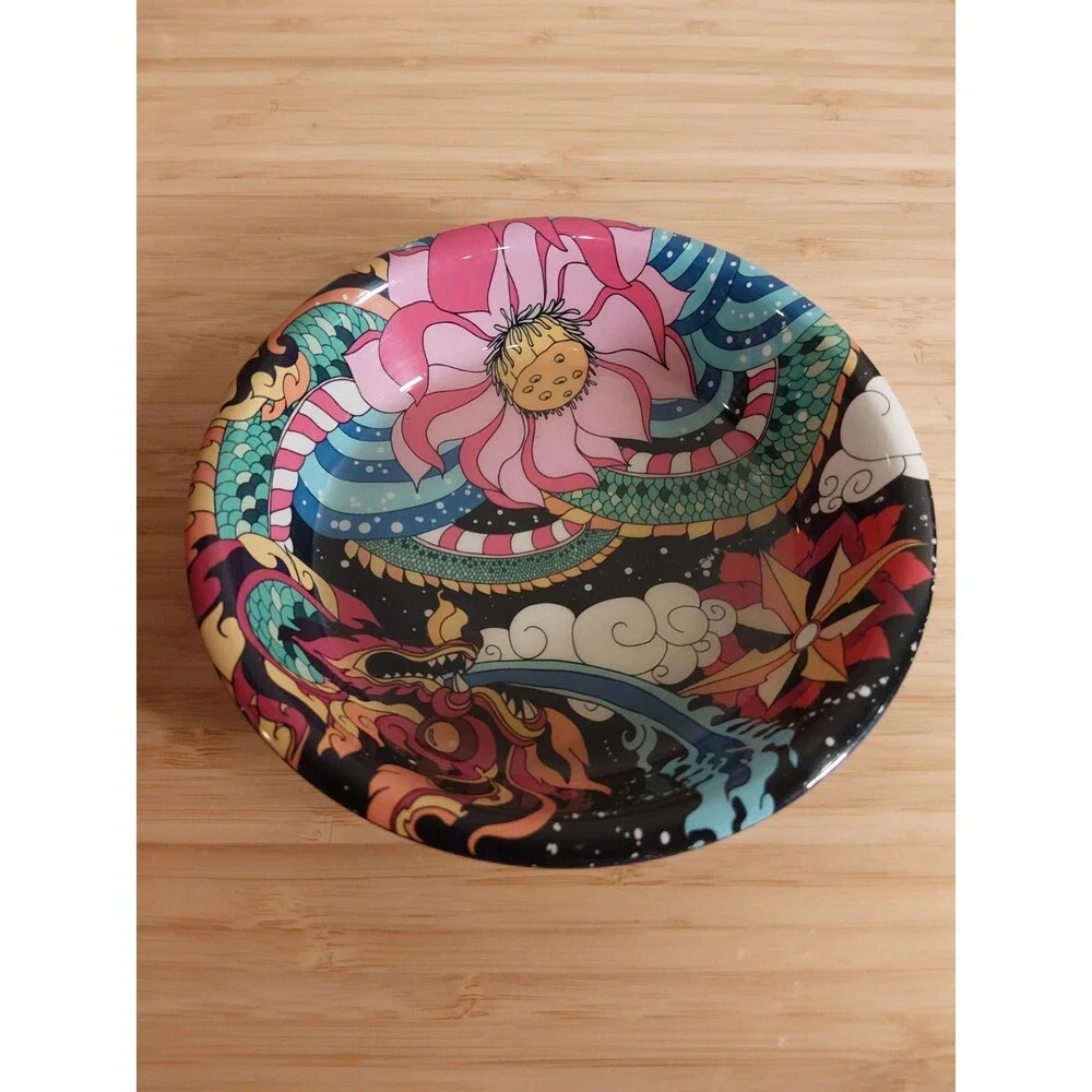 Komodo Dragon Reptile Tatoo Art Paint Ornament Pet Cat Bowl 6 Inch Indian NEW